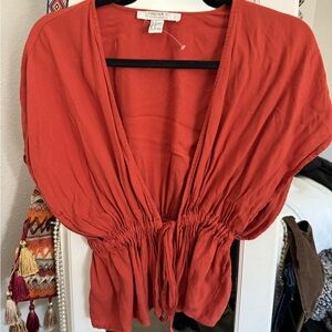 Forever 21 front tie orange top